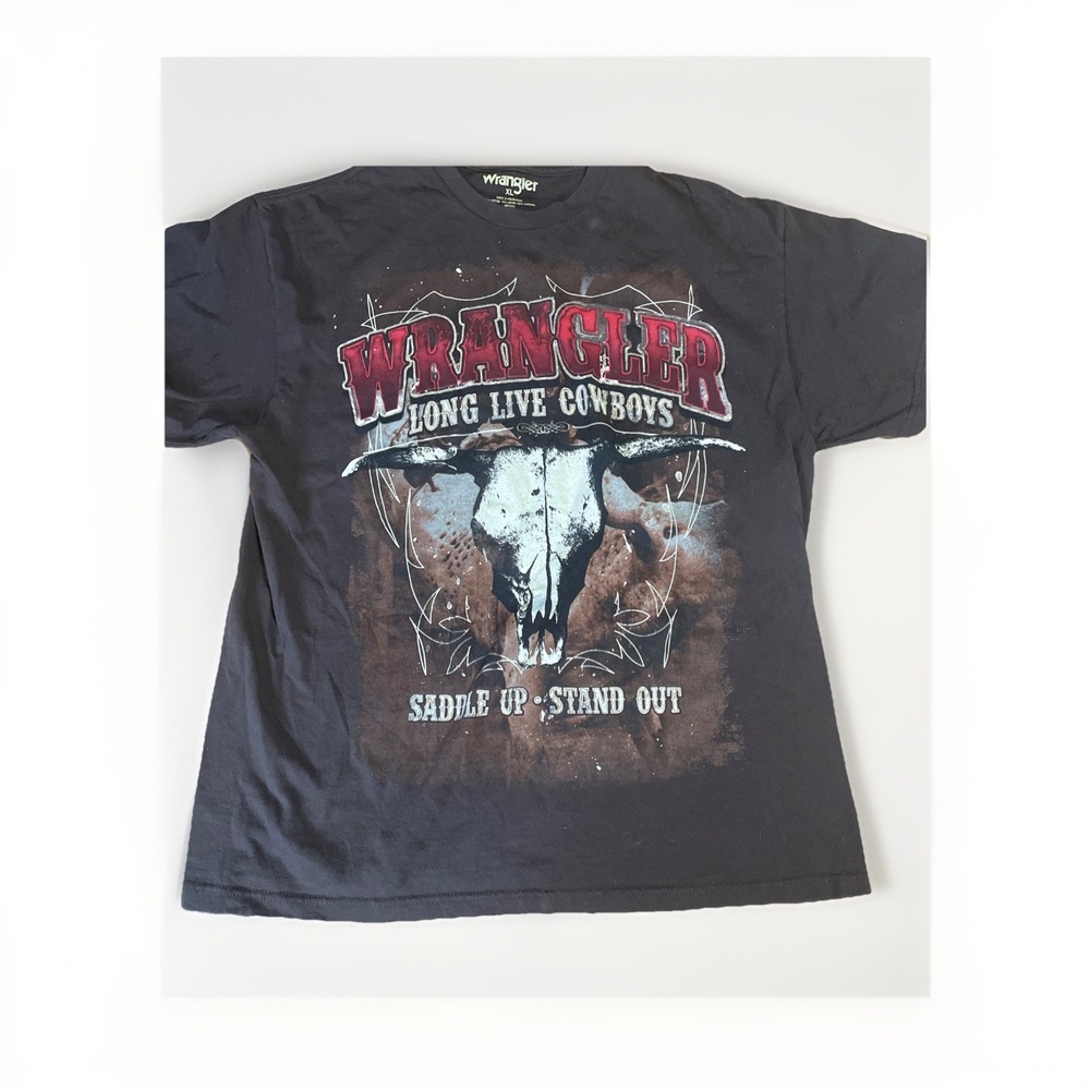 WRANGLER X-Large Long Live Cowboys Saddle Up Horse T Shirt Rodeo All Over Print